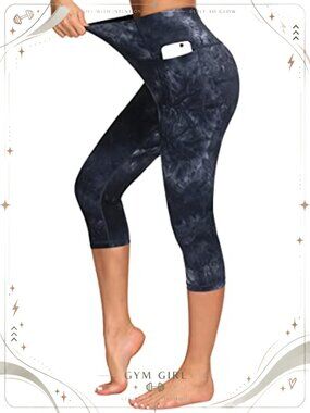 High Waisted Yoga Leggings Tummy Control Workout Pants Side Pockets